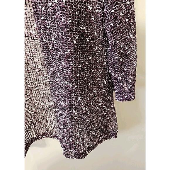 KEREN HART Tan-Open-weave, textured look w/Asymmetrical lower edge Cardigan-XL - Picture 8 of 14